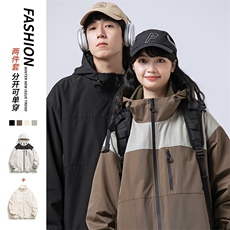 新款港风三合一多口袋宽松时尚港风连帽棉袄外套MY9306P-130，女装短外套，电商A128