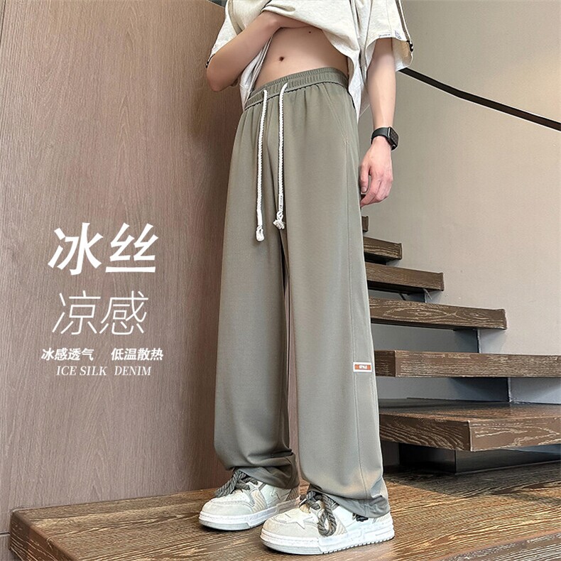 2025夏季新款内景大码垂感贴标冰丝裤M-5XHK24499-特P30，男装休闲裤，电商A022