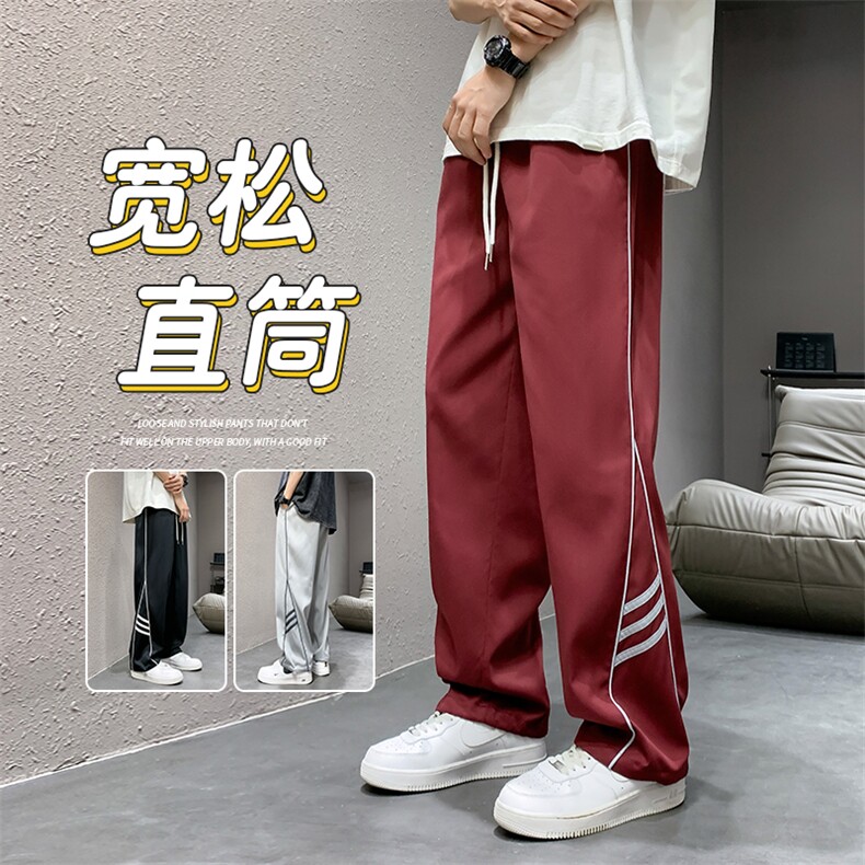 直播数据款 春季新款撞色侧条纹伞兵裤宽松直筒休闲裤 K503-P32图片