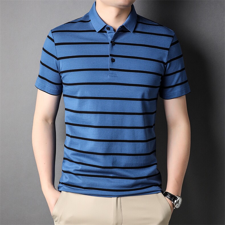 夏季新款男士翻领短袖t恤中年有领男装上衣服休闲POLO衫图片
