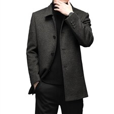 羊毛呢子外套男士2023冬中长款翻领妮子休闲时尚大衣YYN9821-P310,男装毛呢大衣,电商B212（原钱塘6029）