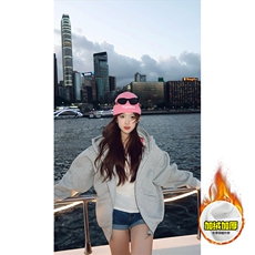 480G重磅加绒硬挺boxy男女秋冬美式高街防风高领卫衣开衫厚外套，女装短外套，电商A486-1