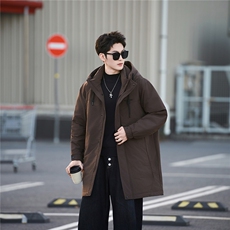 标50绒冬季袄子男士中长款连帽羽绒服保暖外套B338-9919-P275，男装羽绒服，电商B338