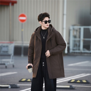 标50绒 冬季袄子男士中长款连帽羽绒服保暖外套 B338-9919-P275，男装羽绒服，电商B338