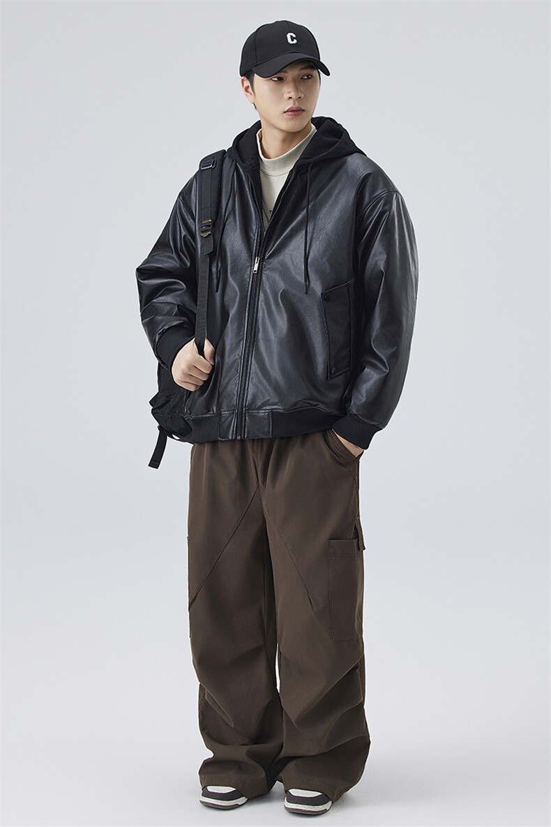 棉衣男宽松连帽加厚皮衣棉袄DSA157B-M8861-TP100,男装皮衣,电商A157B