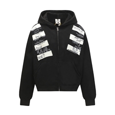 华棉复合贴布开衫卫衣白色黑色情侣款卫衣外套百搭潮，女装短外套，星座302B-3