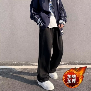 美式白灰色微喇镰刀卫裤男弯刀休闲长裤宽松情侣运动裤男女图片