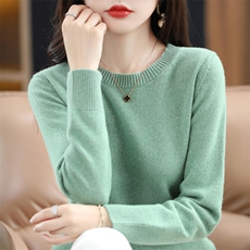 圆领女秋冬新款显瘦百搭毛衣打底羊毛衫，女装羊毛衫，牧雅羊绒