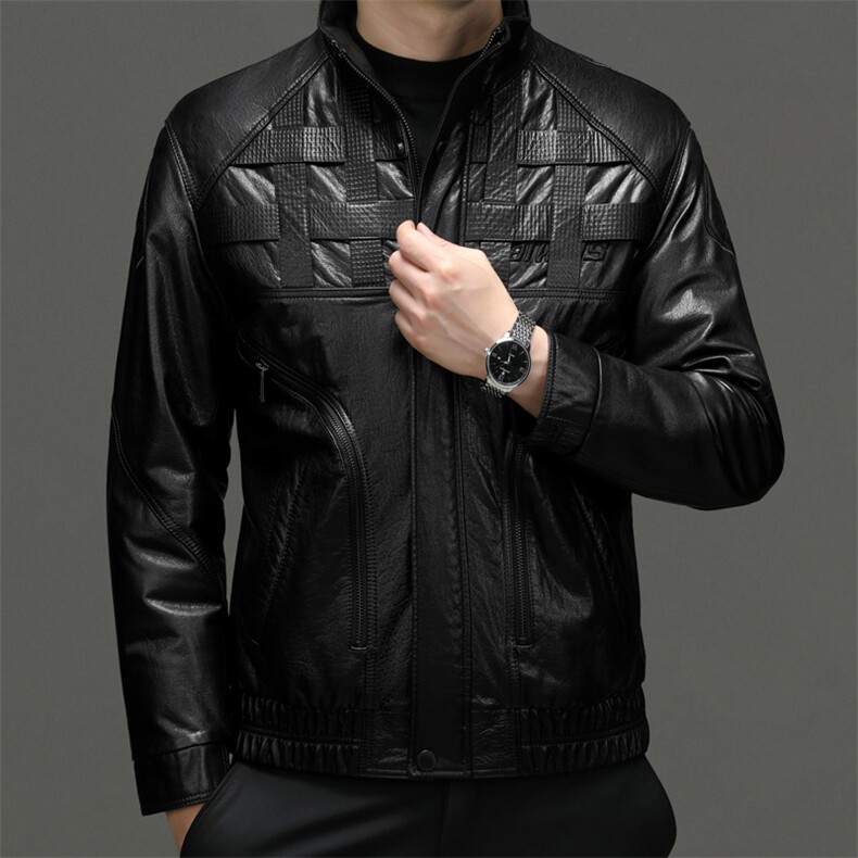 23108冬季新款海宁真皮羽绒服男牛皮外套立领商务休闲男装P980图片
