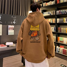 已注册港风抖音直播得物品质宽松麂皮绒连帽卫衣W6026P48，男装卫衣，电商C408-1(原B339-1)