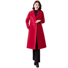 双面羊毛大衣女2025年秋冬新款气质百搭中长款显瘦羊毛外套，女装双面呢大衣，小荷流