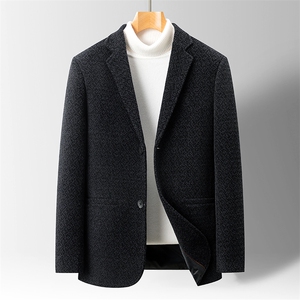 主推中年雪尼尔毛呢休闲西服外套男春秋中青年毛呢BY3323-P125图片