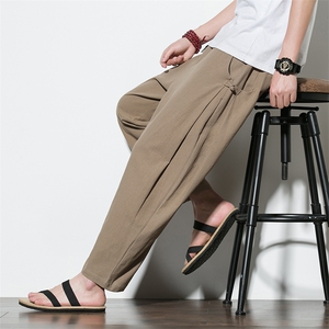 2024 风 新中式 棉麻 九分裤 盘扣 汉服 A057-K177-P55 白墙,男装民族服装,电商A057B