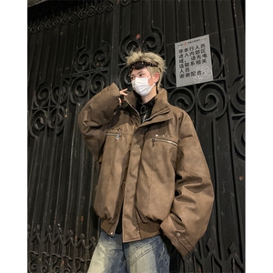 405A  美式复古个性金属设计短款皮衣棉服 MY24916-特批108控178图片