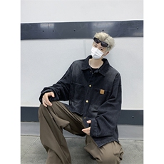 2024新款美式水洗牛仔衬衫长袖翻领宽松日系男青年现货W8321-P59，男装衬衫，星座512-4