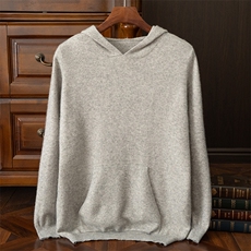 2025年秋季套头羊绒常规宽松型连帽，男装羊绒套衫，圣强羊绒