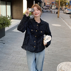 时尚小香风短外套女2024新款显瘦气质百搭毛呢外套，女装短外套，秋水欣儿