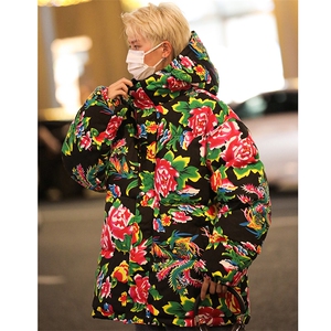 A2风冬季保暖防寒棉衣外套花棉服连帽汉服潮男女装大码个性图片