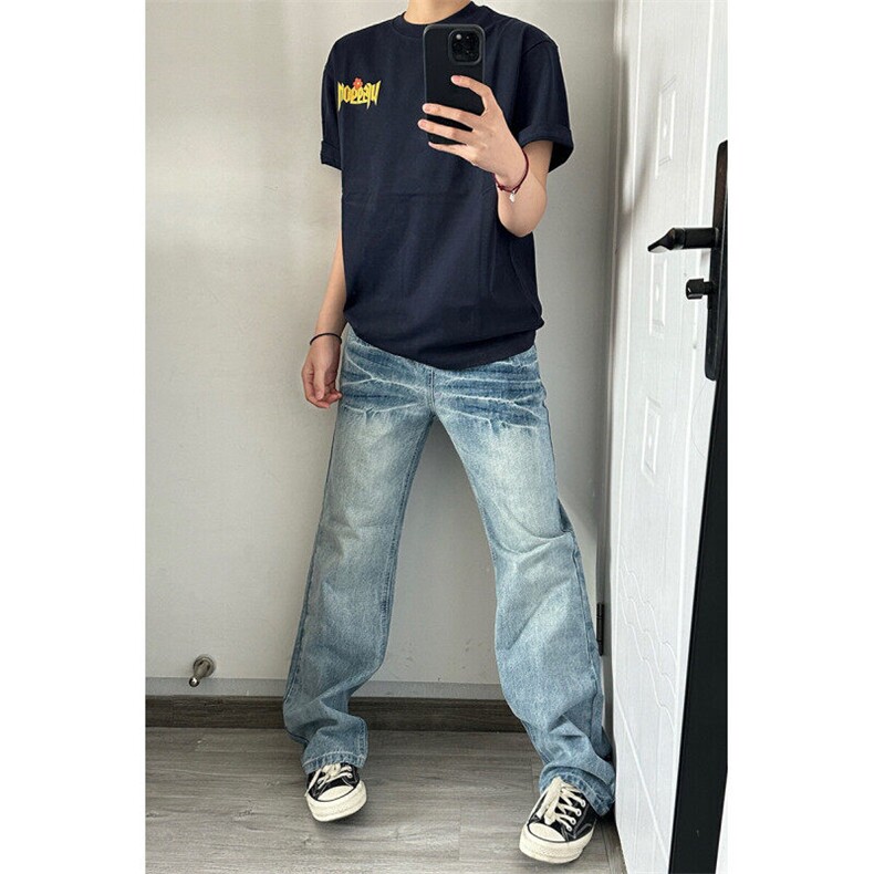 【现货大货特P】春装cleanfit牛仔裤男款裂纹美式高街裤子,男装牛仔裤,星座610A