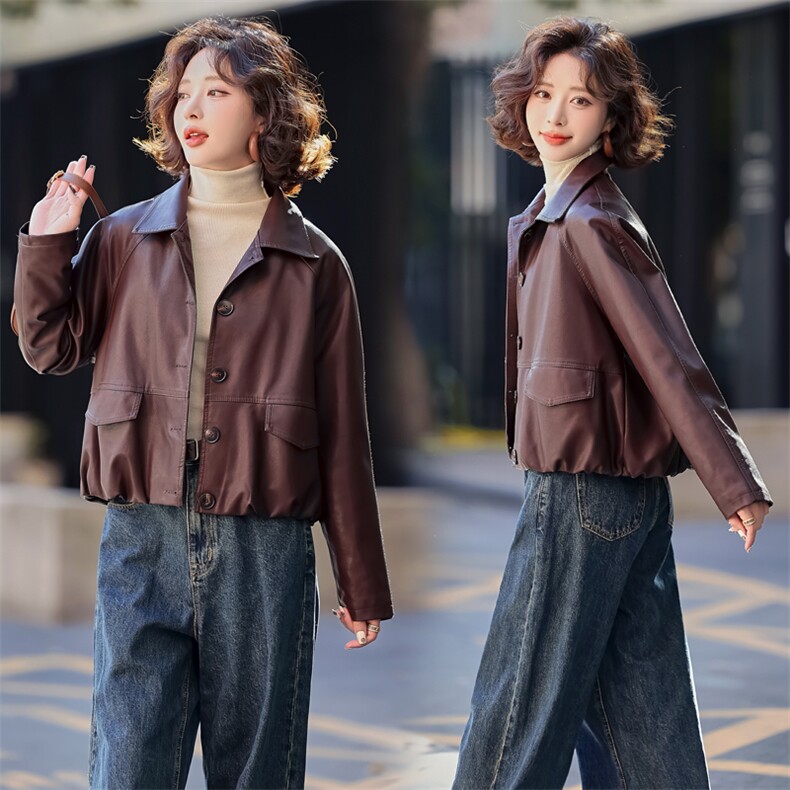 港风pu皮衣外套女短款2025春季新款小个子高级感欧货休闲夹克上衣，女装皮衣，魅衣本色