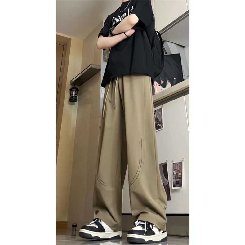 夏季新款激光打孔透气休闲裤男女简约直筒垂感阔腿裤501-P38控59,男装休闲裤,电商C305A