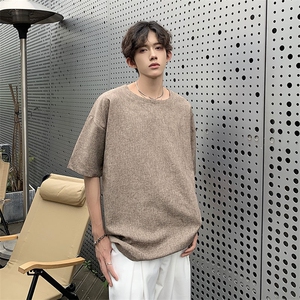 现货夏季薄款亚麻短袖男加肥大码半袖复古T恤半袖上衣 MT08-特P18图片
