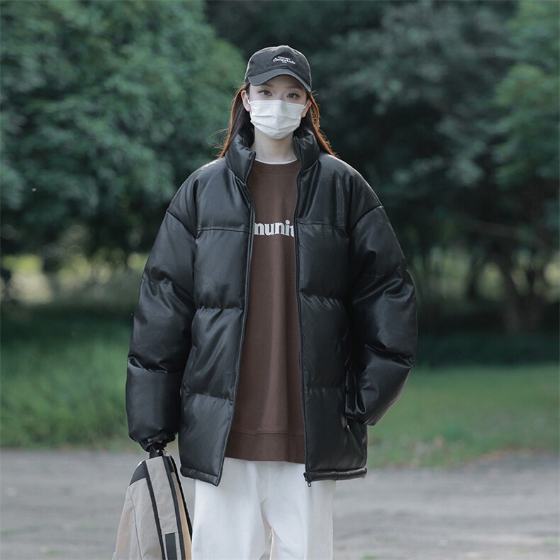 港风潮牌新款亮皮防水立领棉服潮流保暖棉衣M083-P100控139,男装棉衣,星座717