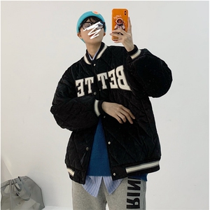 棒球服棉衣男潮牌字母棉服港风ins菱形格情侣夹克外套M8002p58图片