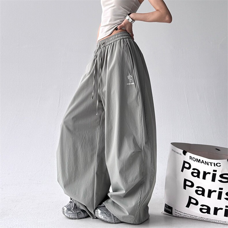 垂感工装裤2025女夏季美式休闲街舞伞兵阔腿裤，女装休闲裤，星座1210-1