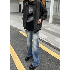 B221美式ins高街暗黑小众个性宽松直筒牛仔裤LK23140-P65控88，男装牛仔裤，电商B221