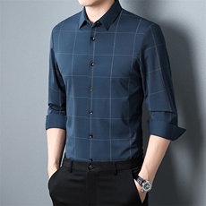 长袖格子中年男士商务休闲衬衣春装新款宽松打底衣服ZL09950-P85，男装衬衫，星座1105-3