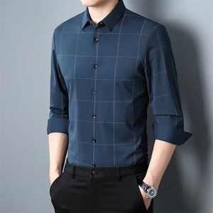 长袖格子中年男士商务休闲衬衣春装新款宽松打底衣服ZL09950-P85图片