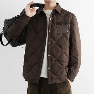 商务通勤轻薄款羽绒服  男士轻便保暖衬衫式时尚翻领羽绒服外套潮图片