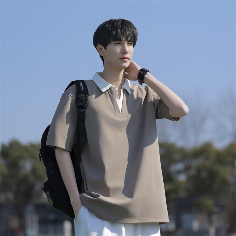 夏季大码公版拼色翻领POLO衫男休闲,男装Polo衫,星座1107-1