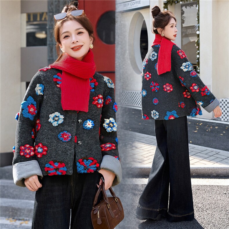 2025冬季新款羊毛短款保暖羽绒服外套配围巾,女装羽绒服,天丝秀