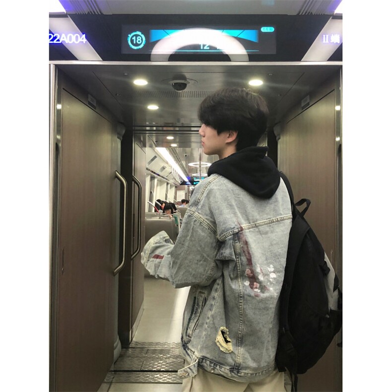【有货】美式复古泼墨涂鸦破洞牛仔外套男款工装夹克J61LL-特P72,男装夹克,星座1007（原301D）