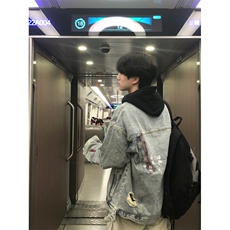 【有货】美式复古泼墨涂鸦破洞牛仔外套男款工装夹克J61LL-特P72，男装夹克，星座1007（原301D）