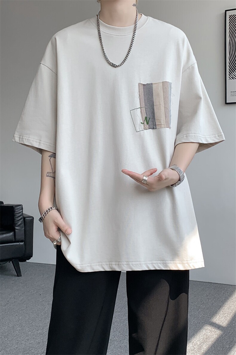 8XL-M高品质纯棉美式复古宽松简约百搭学院风短袖T恤上衣男DX343,男装T恤,电商D206-1