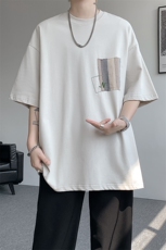 8XL-M高品质纯棉美式复古宽松简约百搭学院风短袖T恤上衣男DX343，男装T恤，电商D206-1