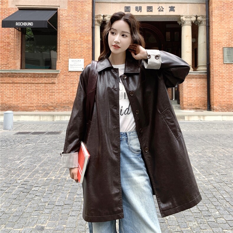 秋装新款现货时尚百搭中长款皮衣A2552-P175-K265,女装皮衣,2C261