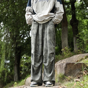 美式潮牌宽松阔腿冲锋工装裤男夏季薄款速干迷彩伞兵裤 K7243-P40图片