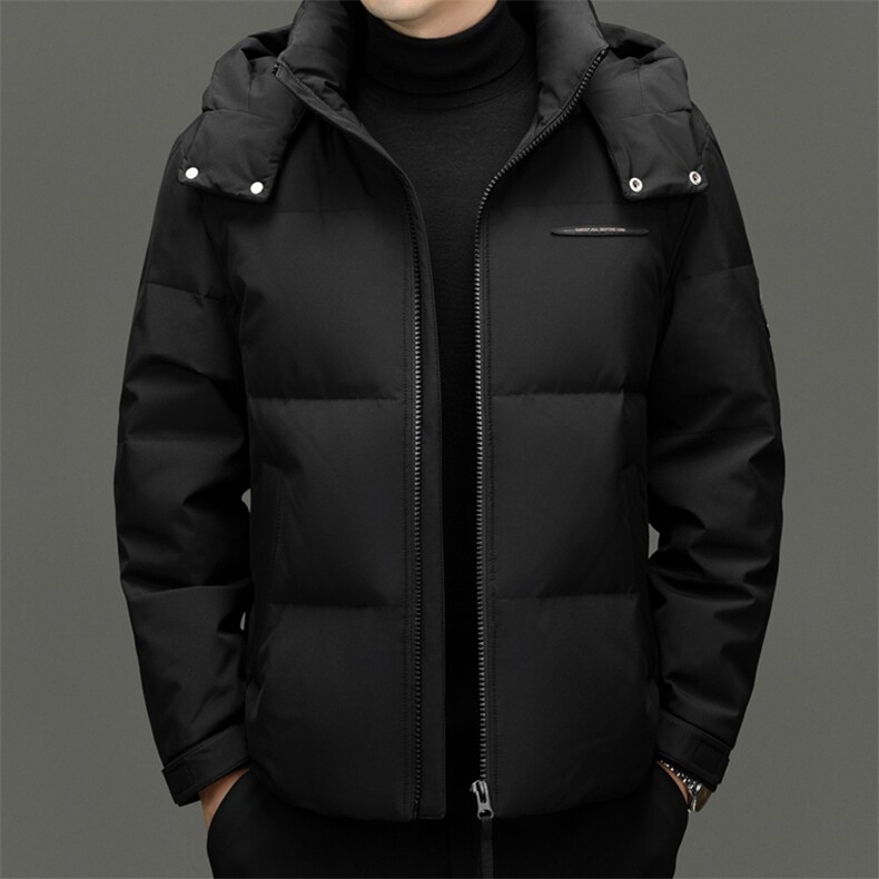 男士羽绒服男款冬季2025新款短款连帽面包服时尚百搭防寒加厚外套,男装羽绒服,电商B212（原钱塘6029）