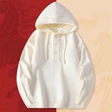25753-P60新年战袍情侣装秋冬连帽毛衣红色本命马年衣服拜年服，男装针织衫/毛衣，电商D310B