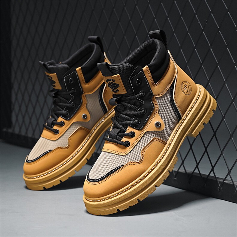 X4386-95秋季新款高帮马丁靴英伦透气工装鞋潮流时尚男鞋，男装工装外套，星座1407-3