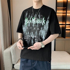25179-特P38港风宽松纯棉印花短袖T恤夏季时尚休闲T恤男打底衫，男装T恤，电商D310B-1