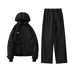 24冬防水双板中性风男女大码加厚滑雪服套装M78+K1002J加绒-P230，男装休闲套装，电商A001-1