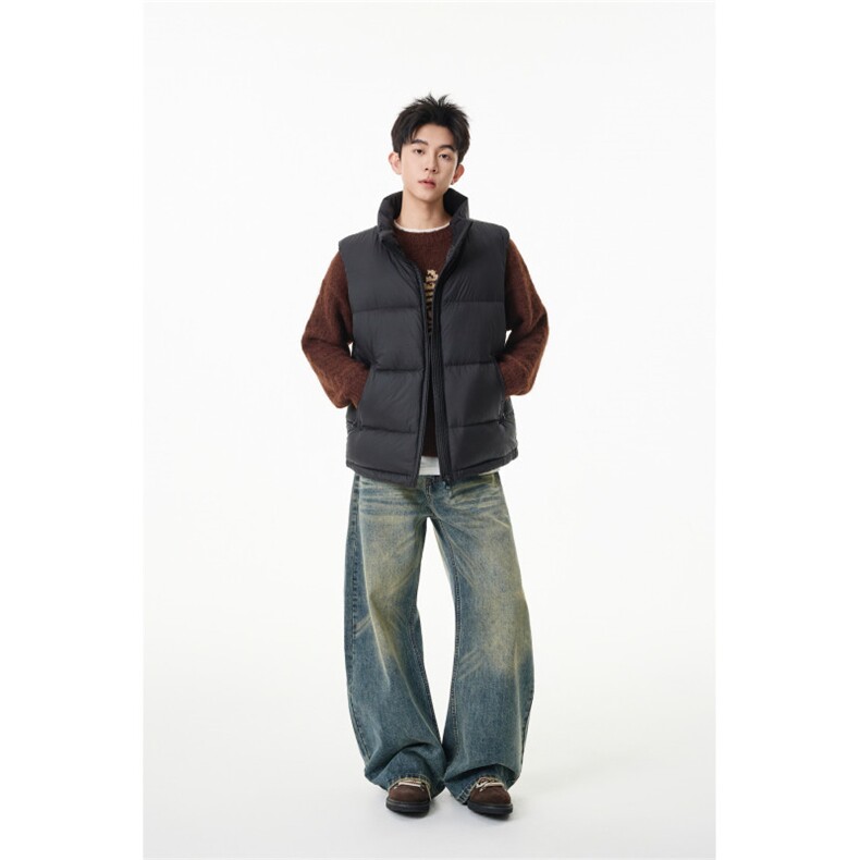 90%绒新标有报告短款宽松羽绒服马甲上衣Y981/P210现货,男装羽绒服,星座202