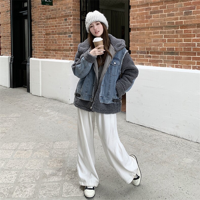 【大货已出】牛仔拼接羊羔毛外套2C353-8656-P230-K358,女装短外套,2C353