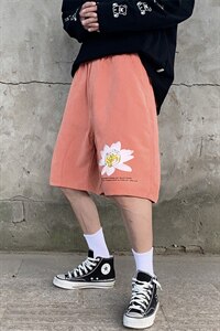 【】A003-HK7182-P30夏装新款休闲花朵印花短裤 水泥墙2图片