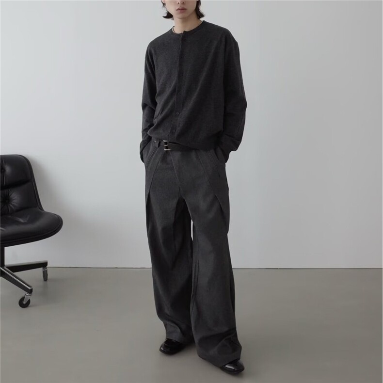 高级感微喇叭西裤男2025春秋季直筒宽松垂坠感阔腿休闲西装长裤子,男装西服套装,星座506A